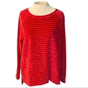 Liz Claiborne Velour Sweatshirt Red with gold slither stripes